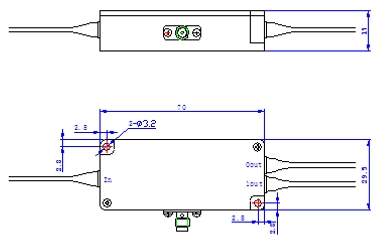 Two-way output fiber optic acousto-optic modulator series